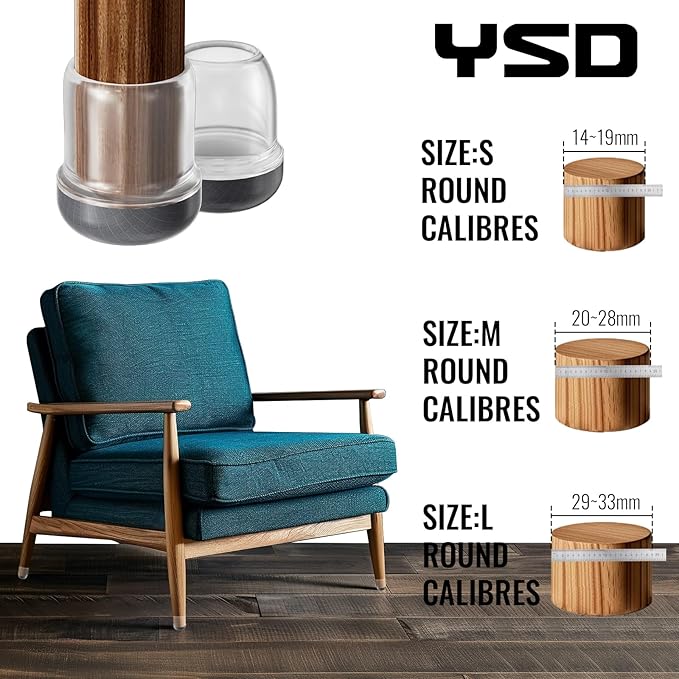 YSD 0.75Inch 24 Pcs Silicone Chair Leg Floor Protectors, Hair and dust - Image 6