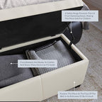 BELLEZE Storage Faux Leather Ottoman, 47 Inch Bench Bedroom Bench - Image 5