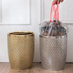 Modern Round Silver Small Trash Can Wastebasket, Garbage Container Bin - Image 5