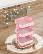 Pipishell 3-Tier Metal Rolling Utility Cart, Heavy-Duty Storage Cart - Image 6