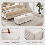 Storage Ottoman Bench, 55 Inch End of Bed Linen Bench - Image 4
