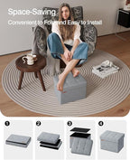 Folding Storage Ottoman, Velvet Storage Bench, Foot Stool, - Image 6