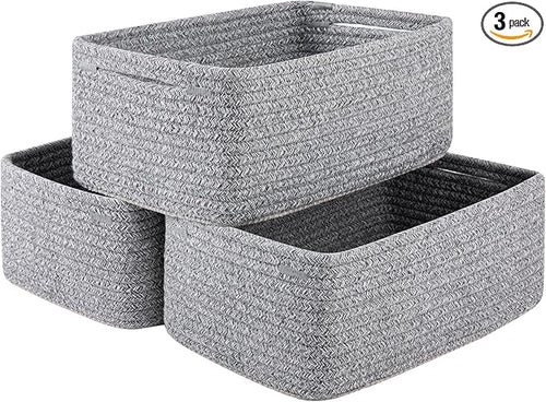 3 Pack Small Storage Baskets for Organizing, Cute Woven Decorative Gift Baskets by OIASKET