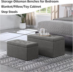 Storage Ottoman Bench with 2.56-inch Thick Seat, 31.5 inch Nesting Ottoman Set - Image 6