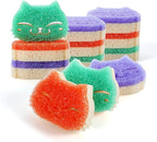 12 Pcs Scrubber Sponge Cat Smiley Shape Cleaning Sponge Double Sided Dish by CLEANHOME