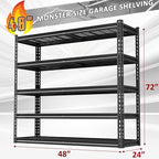 48" W Garage Shelving Heavy Duty, 5-Tier Storage Shelves, 3030LBS Adjustable - Image 3