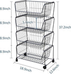 PUSDON 4-Tier Stackable Metal Storage Baskets, Anti-Rust Fruit Vegetable Rack - Image 4