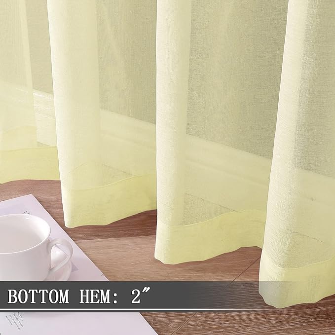 Tollpiz Short Sheer Curtain Living Room Linen Textured Curtains Sheer Light - Image 4