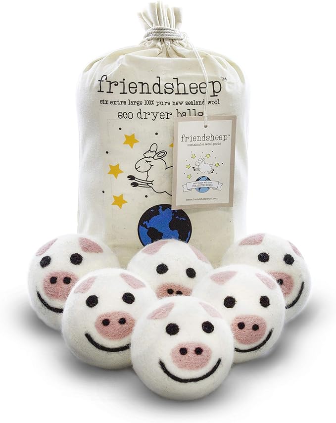 Friendsheep Wool Dryer Balls 6 Pack XL Organic Premium Reusable Cruelty Free by Friendsheep