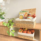 Wicker Storage Baskets with Lid and Lining, Built-in Carry Handles, Home - Image 6