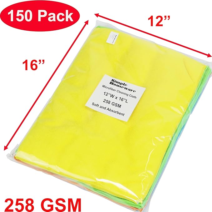 Simple Houseware Microfiber Cleaning Cloth 150 Pack, 4 Colors - Image 2