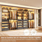 Aheaplus Closet System Set of 3, 138.5" Wood Closet Organizer System Tower - Image 5