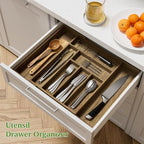 Acacia Wood Kitchen Silverware Drawer Organizer, Expandable Utensil Cutlery - Image 3