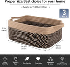 OIAHOMY 3 Pack Storage Baskets for Organizing, Woven Cotton Rope Basket for - Image 3