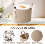 Woven Blanket Basket, 65L Large Rope Storage Bin - Image 3