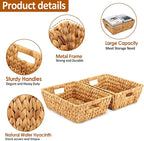 Water Hyacinth Wicker Baskets 2 Pack, Large Storage Basket - Image 3