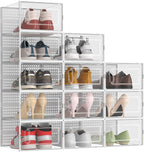 12 Pack XX-Large Modular Clear Plastic Stackable Shoe Storage Organizer - Image 8