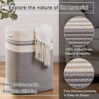 OIAHOMY Laundry Hamper, Tall Cotton Decorative Blanket Storage Basket - Image 3
