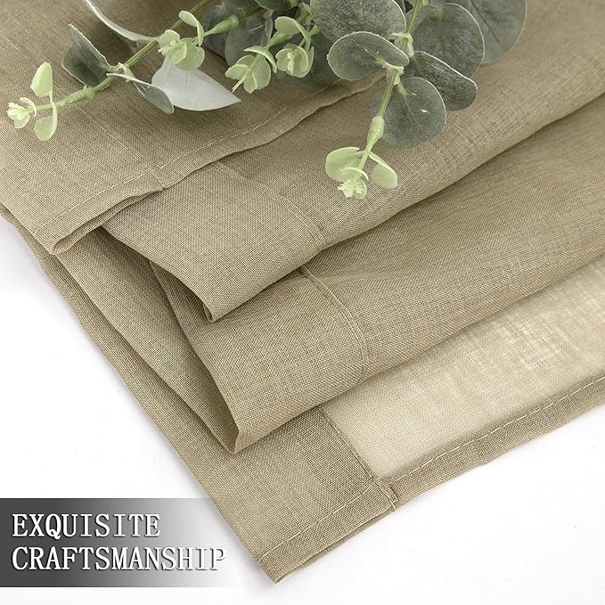 Tollpiz Sheer Curtains Bedroom Linen Textured Curtain Sheers Light Filtering - Image 7
