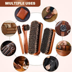 4 Pcs Horsehair Shine Shoes Brush Kit Polish Dauber Applicators Cleaning - Image 6