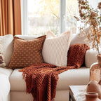 ZWJD Fall Throw Pillow Covers 26x26 Set of 2 Soft Polyester Textured Rust - Image 2