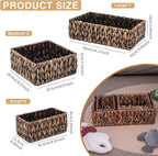 Handwoven Wicker Storage Baskets Set, Natural water hyacinth & Iron Frame | - Image 3