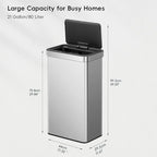 EKO Nova Sensor Trash Can, 21 Gallon/80 Liter Stainless Steel Rectangular - Image 2