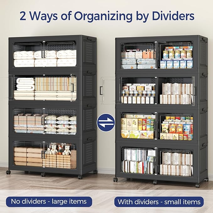 160GAL Storage Bins with Lid and Wheels, Stackable Closet Organizers and - Image 6
