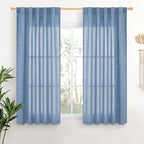 YoungsTex Denim Blue Linen Curtains 48 Inch Length by YoungsTex