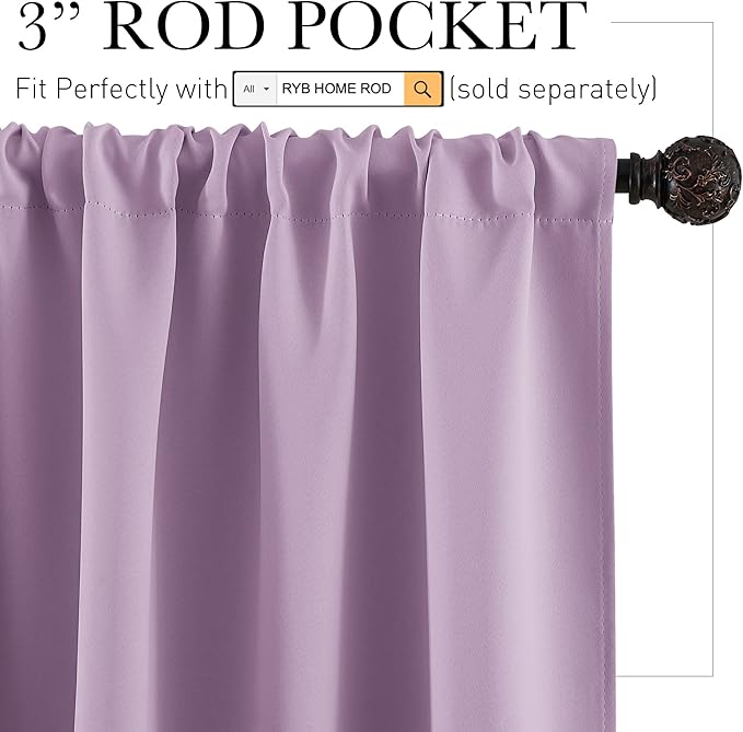 RYB HOME 84 inch Curtains Blackout, Solid Energy Efficiency Curtains & Drapes - Image 2