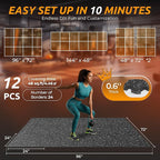 PRAISUN 0.6" Thicker Gym Mat, 12 Tiles 48 Sq Ft Workout Mats, Interlocking Foam - Image 5