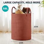 YOUDENOVA Laundry Hamper Basket, Woven 58L Tall Laundry Basket - Image 3