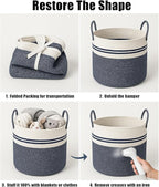 Woven Laundry Basket Hamper, 60L Versatile Storage - Image 5