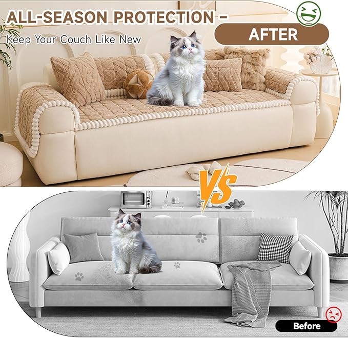 OTOB Couch Cover for Dogs Washable Pet Friendly, Non Slip Plush Funny Fuzzy - Image 3
