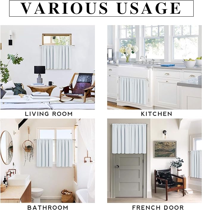 RYB HOME White Curtains 36 inches Long Room Darkening Curtains Thermal - Image 6