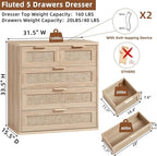 LEYAOYAO Rattan Dresser for Bedroom Set of 2, 33.5" Tall Chest of Drawers - Image 2