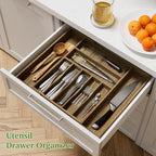 Acacia Wood Kitchen Silverware Drawer Organizer, Expandable Utensil Cutlery - Image 3