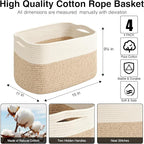 Storage Baskets for Organizing & Shelves, Woven Cotton Rope Organization Bins - Image 3