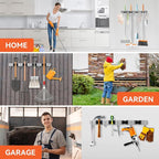 ZONGOOL 4 Racks and 5 Hooks Broom Holder Wall Mount Mop Hanger Wall Mounted Mop - Image 6
