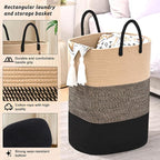 Woven Laundry Basket for Clothes, 100 L Large Rectangle Laundry Hampers - Image 3