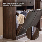Modern Double Tilt-Out Trash Cabinet, 20 Gallon Fluted Laundry Hamper Cabinet - Image 6