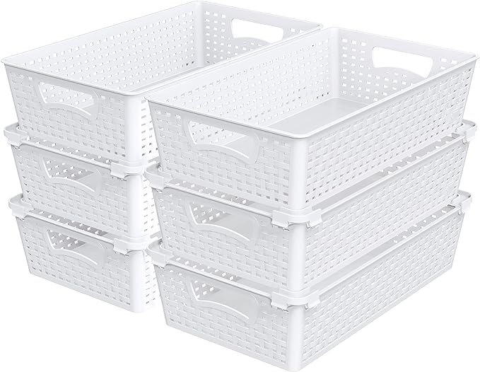 Simple Houseware Plastic Stackable Storage Basket Pantry Organizer, 6 Pack by SimpleHouseware