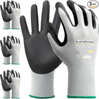 3-Paris Large Work Gloves for Men and Women, Nitrile Coated Safety Protective by KEBADA