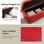 51" Faux Leather Storage Ottoman, Stitch Tufted Rectangle Upholstered End of - Image 5