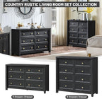 Farmhouse Dresser for Bedroom, Soide Rustic Wood Vintage Dressers Chest of - Image 5
