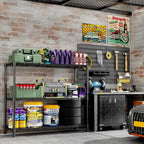 Storage Shelves, 3-Tier Adjustable Metal Industrial Utility Shelf Rack - Image 4