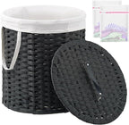 Laundry Hamper with Lid Wicker Laundry Hamper Round 26.5 Gal Laundry Basket by SETVSON