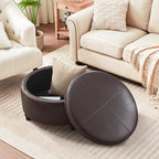 30-Inch Round Storage Ottoman, Modern Ottoman Coffee Table - Image 6