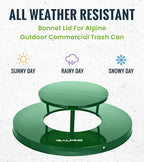 Alpine Industries Outdoor Metal Waste Receptacle Rain Bonnet Lid - Image 2