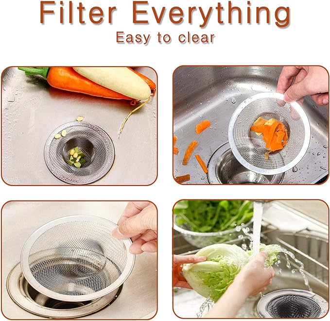 2pcs Heavy Duty Stainless Steel Slop Basket Filter Trap, 3.54" Top / 1.65" Mesh - Image 4